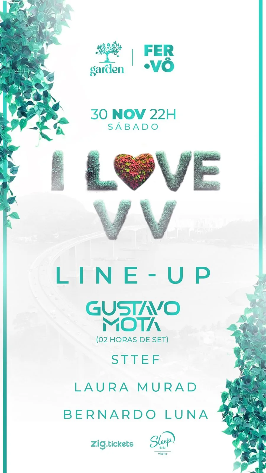 Flyer do Garden com Sttef no line-up ao lado de Gustavo Mota